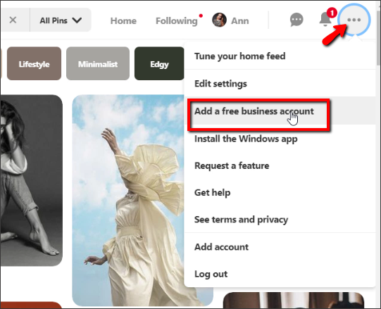 pinterest business account